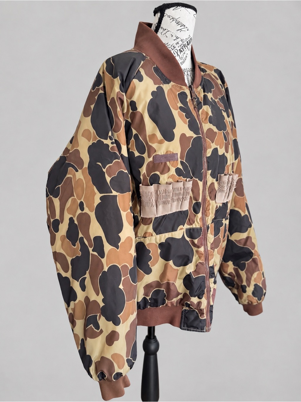 Vintage 90s Columbia Camouflage Hunting Zip Up Bomber Jacket Reversible Outdoors